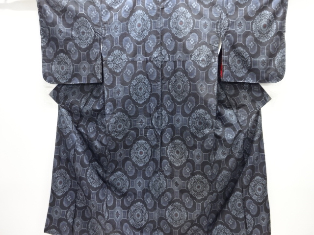 JAPANESE KIMONO / ANTIQUE KIMONO / TAISHO ROMAN STYLE / MURAYAMA OSHIMA TSUMUGI / WOVEN FLOWER SHOKKO PATTERN 